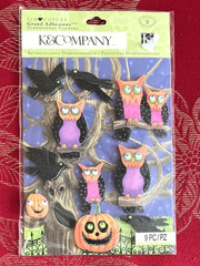 K & COMPANY SPOOKY OWLS IN A TREE GOOGLY EYES STICKERS