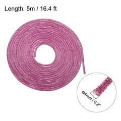 4mm Dia 5m Length Pink Rhinestone Rope Crystal Rope with Aglets