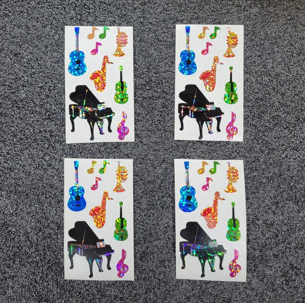RARE VINTAGE HAMBLY STUDIOS «MUSICAL INSTRUMENTS» STICKERS FOIL COLLECTABLE