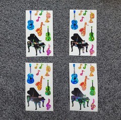 RARE VINTAGE HAMBLY STUDIOS «MUSICAL INSTRUMENTS» STICKERS FOIL COLLECTABLE