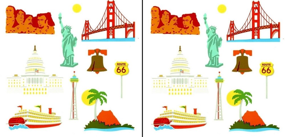 Grossman’s USA US Landmarks Symbols Scrapbook Stickers 4 sheets Rushmore Travel