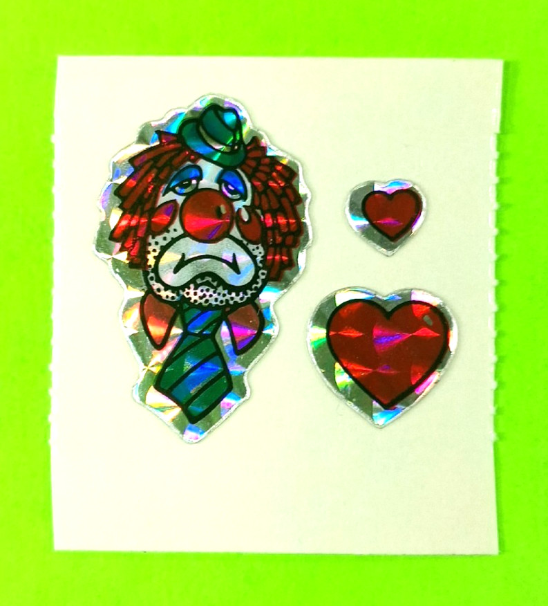 Vintage Prismatic Sad Clown & Hearts BJ’s Sticker Mod