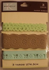 K Marcella Scrapbook Craft embellishment ribbon paper green brown blue 3 yards