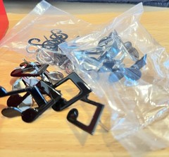 Organizer Box Of Brand New Brads:Flowers, Hearts, Birthday, Music Notes, Kitchen