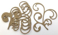 {3} CLASSIQUE FLOURISH Decorative Scroll – Bare Chipboard Die Cuts – 4 3/4″ x 4″