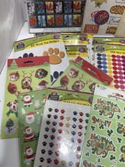 Vintage Huge Lot Of Stickers Christmas Dog Paw Elmo Twisted Whiskers Gibson
