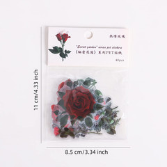 160 PCS(4 Pack) Vintage Rose Floral Stickers, Retro Natural Plants Decals, Water