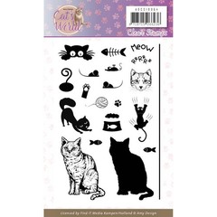 Find It Trading Amy Design Clear Rubber Stamp set CAT’S WORLD CATS free USA ship