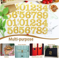 8 Sheets 2 Inch Gold Number Stickers, Adhesive and 2 inch,