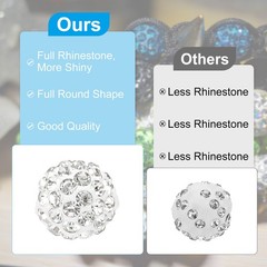 10mm Rhinestone Clay Beads, 120 Pack with Elastic String, Sky Blue