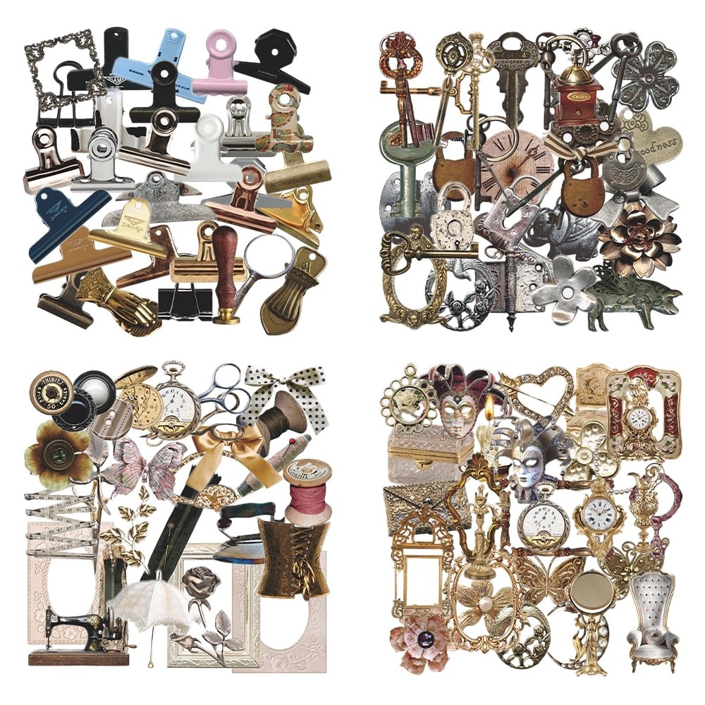 120 Pcs Vintage Scrapbooking Supplies Kit, Thick Cardstock Ephemera for DIY Jour