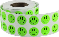1/2″ Inch Small Fluorescent Green Happy Face Labels, 1,000 Total Adhesive Sti…
