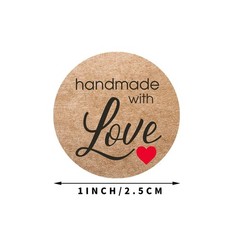 Vintage Kraft Handmade With Love Stickers – 1 Inch Self-Adhesive Gift, Baking