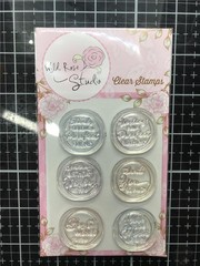 New Wild Rose Studio Clear cling rubber stamp CAT & MOON GREETINGS free USA ship