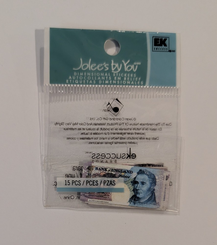 VERY RARE Jolee’s English Pounds Money Currency Mini Scrapbooking Embellishments