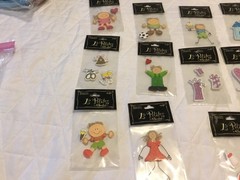 Lot of 28 The Paper Studio La Petites Wooden Sticker Embellishments new