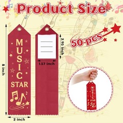 50 PCS 8×2 Inches Music Star Award Ribbons With Cards Strings Prize Reward