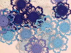 Lacy Flowers Paper Die Cut Embellishments scrapbooking 20 pc Grey Pink