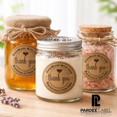 Natural Kraft Thank You Stickers 2” Circle – 250 Labels per Roll | Handmade Look