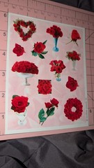 Vintage Hallmark Stickers Red Roses Bouquet Valentine’s Day Heart 1 Sheet