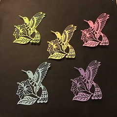 Hummingbird with Hibiscus Die Cut Embellishments 3-3/4” x 2-3/4” Choose Color