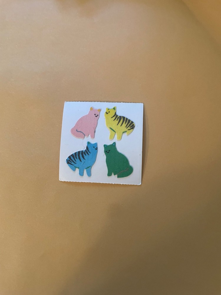 Vintage 1980s Great Seven Fuzzy Cat Stickers