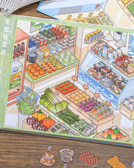 8 Sets 3D Shelf Sticker Book, DIY Miniature Scene Therapy for Adults | 3D Shelf