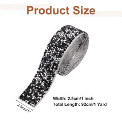 1 Inch x 1 Yard Crystal Rhinestone Sticker Ribbon Silver Black