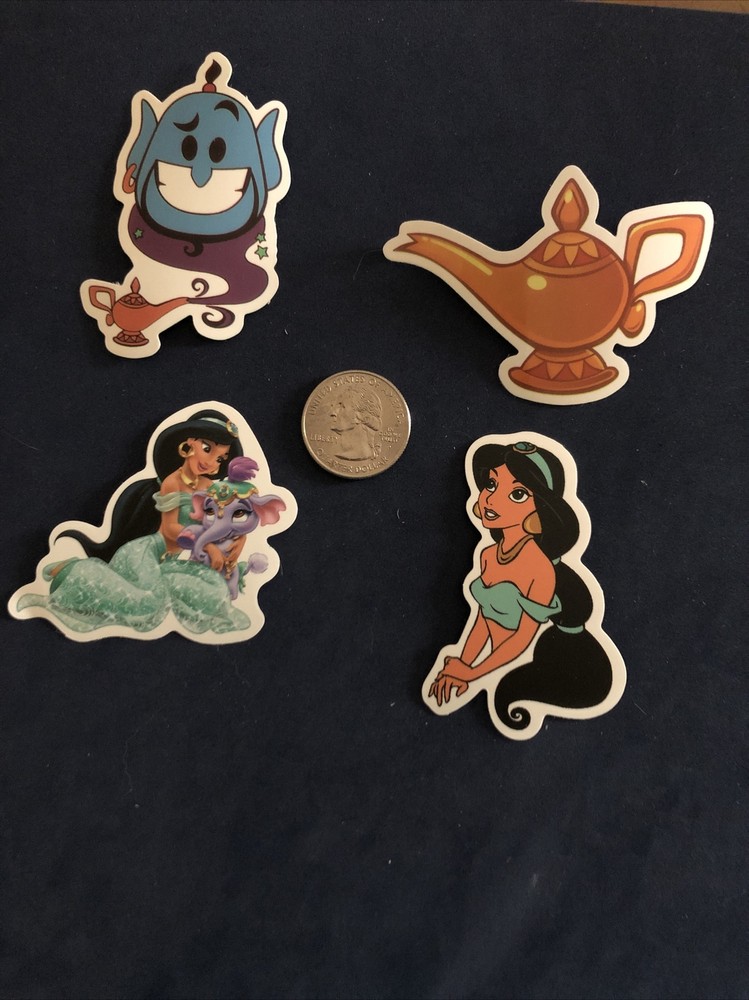 Disney Stickers – Disney Aladdin – Genie & Jasmine Lot of 4 Stickers.