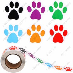 500 1.5in 6 Designs Mix Colors Cat Paw Stickers Chrome Paper Cat Paw Shaped