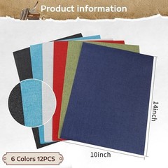 12Pcs Book Cloth for Book Binding 14x10in Linen Fabric Sheets 6 Colors DIY Craft