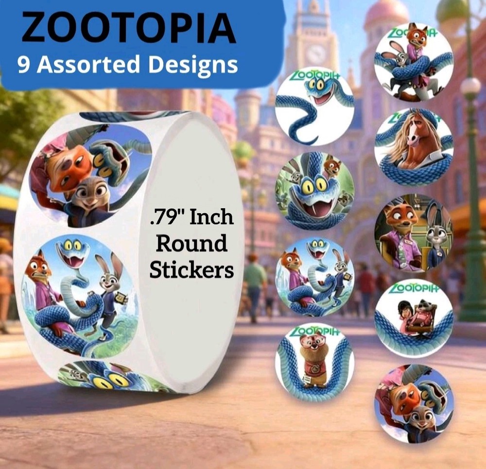 100 ZOOTOPIA ASSORTED .79″ STICKERS LABELS SEAL PARTY FAVOR GIFT MOVIE