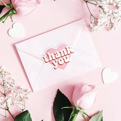 2.4 Inch Pink Heart Shaped Thank You Stickers 2 Rolls for Small Business 240
