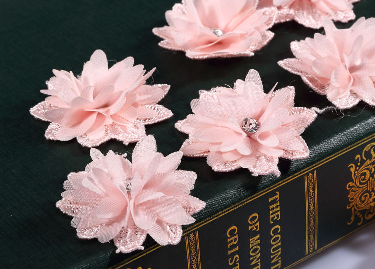 CraftbuddyUS 10 Pink Crystal Glass Stick on,Sew On Fabric Flowers Motifs Craft