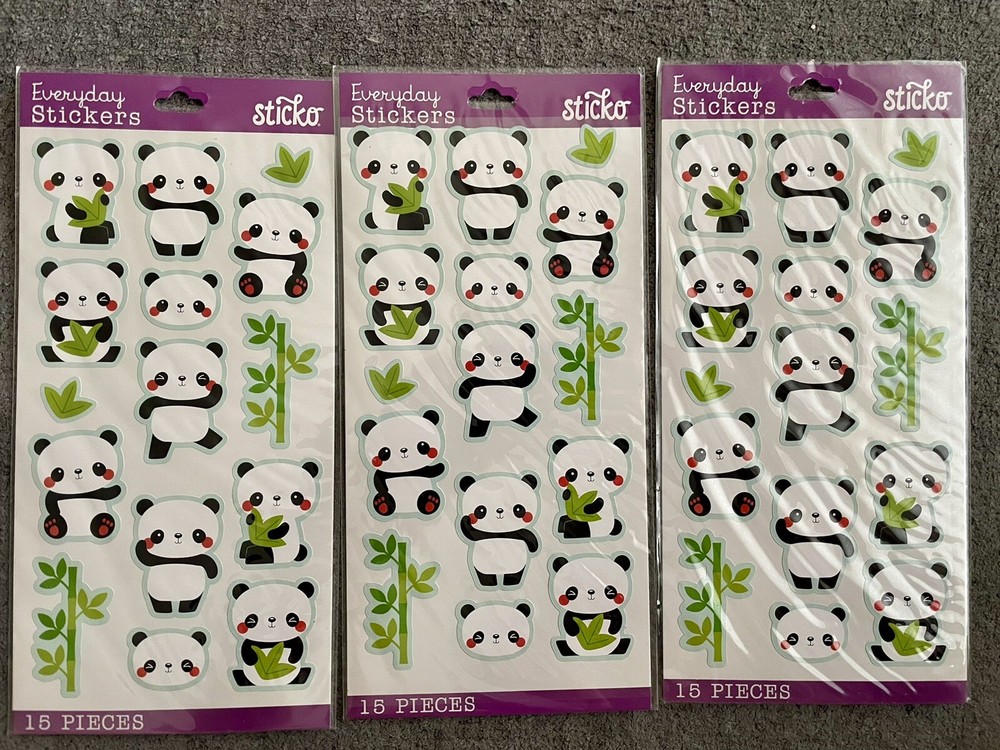 Sticko Rolly Polly Panda Bear Stickers Planner Supply Crafts Scrapbook (3 Sheets