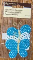 Recollections Teal White Polkadot Butterfly Butterflies Floral, Scrapbook Embell