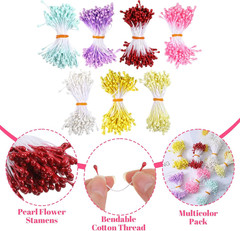 1050 Pcs 3Mm Flower Stamens, Pistil Matt Pearl Stamen for Flower Making, Pearl D