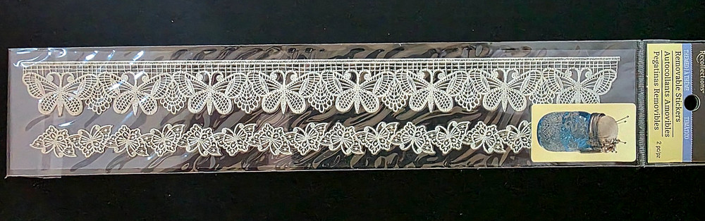 RECOLLECTIONS Themed Removable Stickers – 12″ LACE BUTTERFLIES BORDERS – 2 pcs