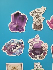 STICKERS x 10 Halloween Love Potion Witch Book Purple Crystal Vinyl Sticker HAL6