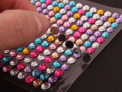 3 Sheet Mixed Color Bling Round Rhinestones Gems Self-Adhesive Sticker Flat Back