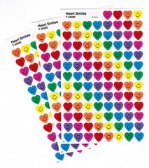 Rainbow HEART SMILES 3 Sheets Mini Scrapbook Stickers! 300 Stickers!
