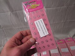 Lot of 160 Bow-Tique Horizon Fabrics 10mm Self Adhesive Pink & Crystal Flowers