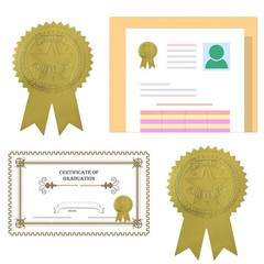 200 Pieces Ribbon Embossed Seal and Gold Foil Certificate Seal Embossed of Ac…