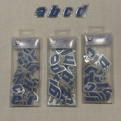 Lil Davis Chipboard Alphabet Letters Ready Set Go Collection Blue Check
