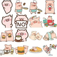 40pc Funny Pig Animal Sticker Pack Lot Laptop, Scrapbook, Journaling