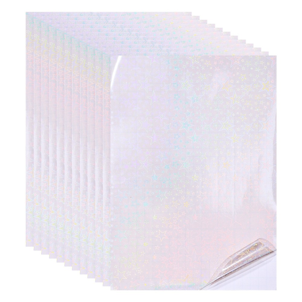 12x8in Holographic Laminate Sheets 12Pcs Sticker Paper Five-pointed Star Pattern