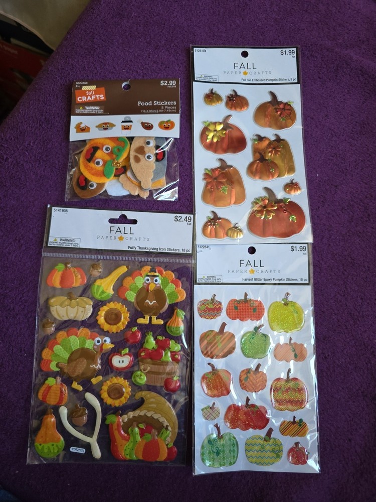 Fall, Thanksgiving Stickers/Felt Craft Pieces- Lot of 4 packages