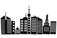 EXTREMELY DETAILED CITYSCAPE, CITY, BUILDING, BUILDINGS SILHOUETTE DIE CUT/ CUTS