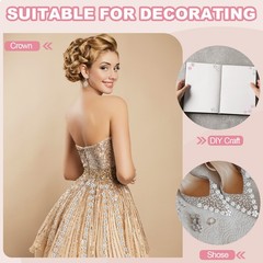 5 Sheet/180 Pcs Flower Self-Adhesive Rhinestone Sticker Light Yellow