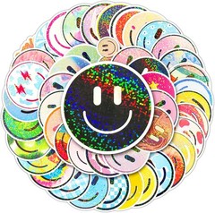 50PCS Smiling Glitter Stickers, Cute Water Bottle Stickers for Kids, for Teachin